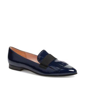Kate Spade Glossy Blue Loafers with Black Strap